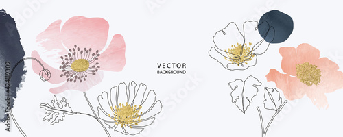 minimal background in pink flowers and tropical summer leaf