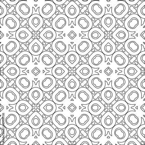  Geometric vector pattern with triangular elements. Seamless abstract ornament for wallpapers and backgrounds. Black and white colors. 