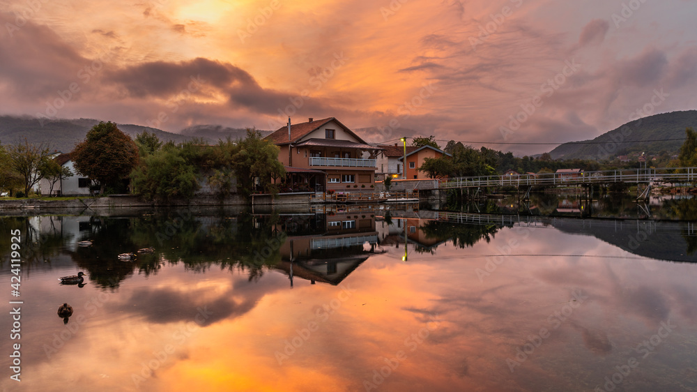 Fototapeta premium sunset on the river