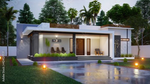 Modern home designs 3d rendering © abhijith3747