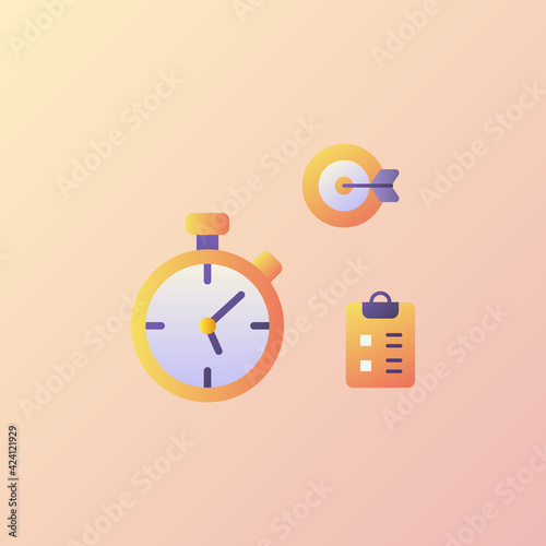 deadline icons collection with smooth style coloring