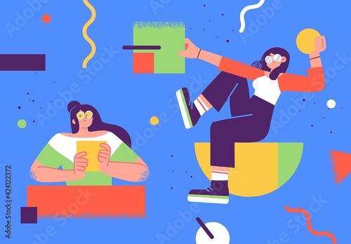 Flat style business people illustration. Coworkers characters communication. Casual business concept vector