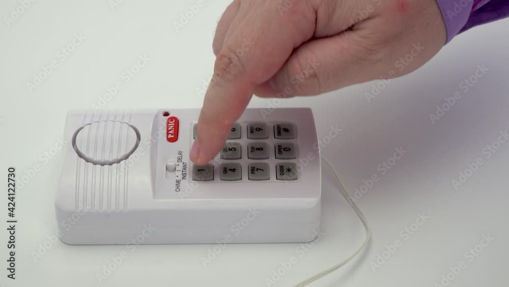home alarm system. remote control for door break-in sensors. activation of the system by means of a digital code when the buttons are pressed. home alarm system. remote control for door break-in sensors. activation of the system by means of a digital code when the buttons are pressed.