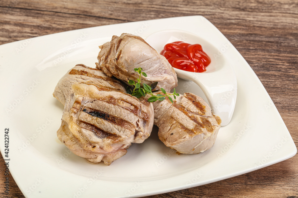 Grilled pork tenderlion with tomato sauce Grilled pork tenderlion with tomato sauce