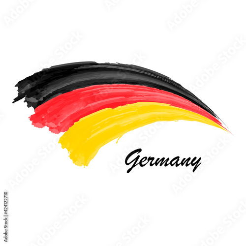 Watercolor painting flag of Germany. Brush stroke illustration