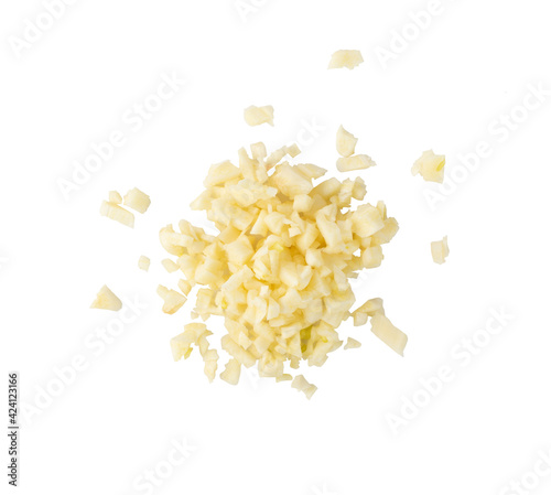 Fresh Garlic Parts Isolated on White Background