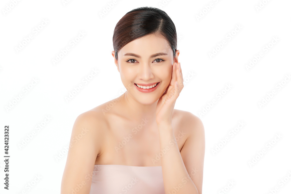 Beautiful young asian woman with clean fresh skin on white background, Face care, Facial treatment, Cosmetology, beauty and spa, Asian women portrait Beautiful young asian woman with clean fresh skin on white background, Face care, Facial treatment, Cosmetology, beauty and spa, Asian women portrait