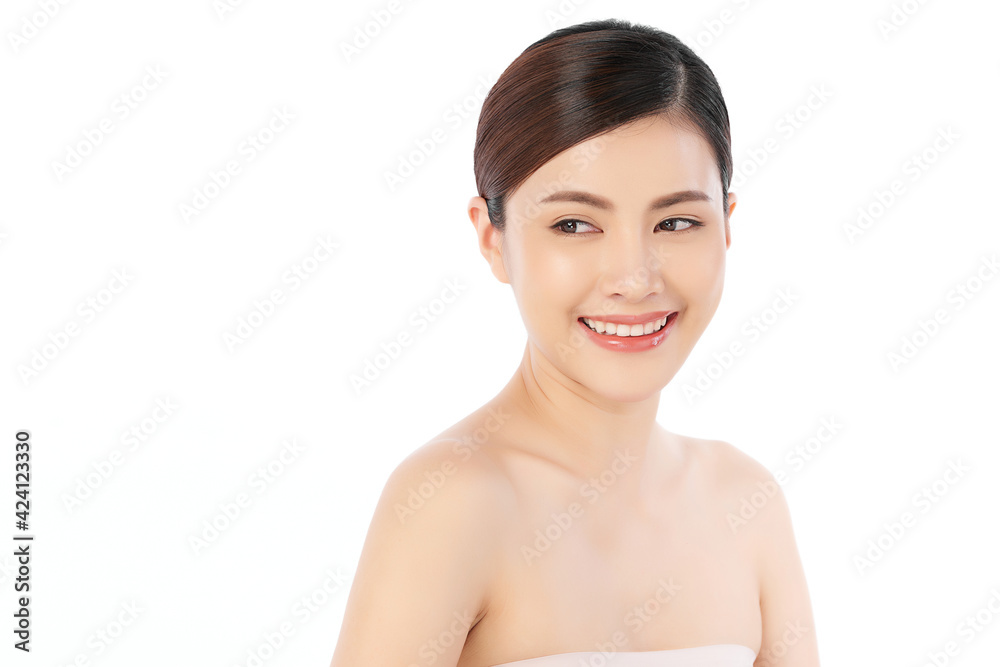 Beautiful young asian woman with clean fresh skin on white background, Face care, Facial treatment, Cosmetology, beauty and spa, Asian women portrait Beautiful young asian woman with clean fresh skin on white background, Face care, Facial treatment, Cosmetology, beauty and spa, Asian women portrait