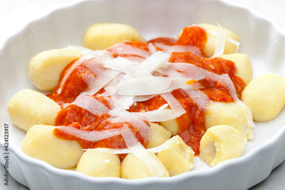 gnocchi with tomato sauce and parmesan cheese gnocchi with tomato sauce and parmesan cheese