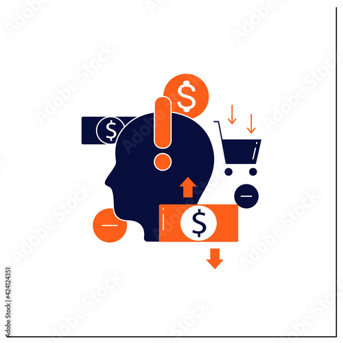Mindful spending glyph icon.Thoughtful shopping.Necessary purchases.Profitable investment. Thoughtful spending money. Conscious buying concept.Filled flat sign. Isolated silhouette vector illustration