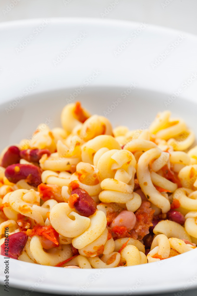 pasta with tomato sauce and red beans pasta with tomato sauce and red beans