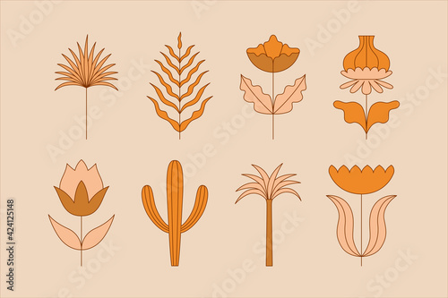 Vector illustration in simple linear style - design templates - hippie style