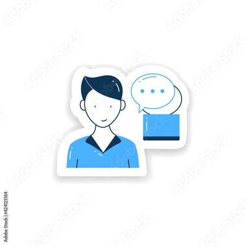 Instant messaging sticker. Momentary messaging on social networks badge for designs. Contactless communication. Information overload vector emblem