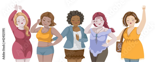 Chubby girl group. Beautiful of woman.