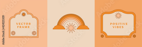 Vector illustration in simple linear style - design templates - hippie style