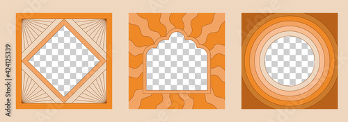 Vector illustration in simple linear style - design templates - hippie style