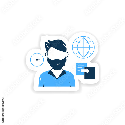 Data duplication sticker. Ease duplication data across the Internet badge for designs. Copied information, plagiarism. Information overload vector emblem