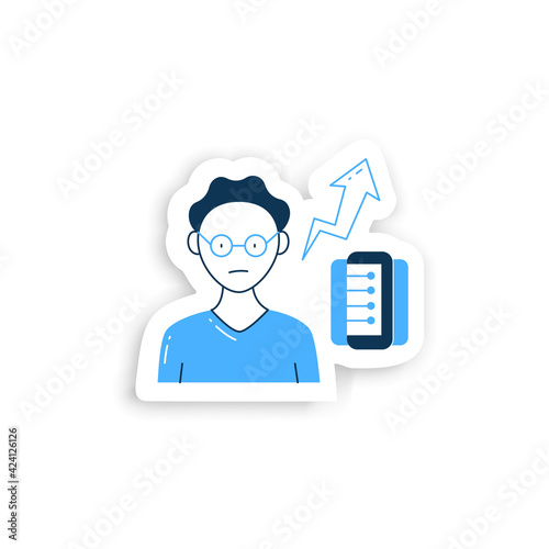 New information rate sticker. Rapidly increasing rate of new info. Inaccurate, fake info badge for designs.. Information overload vector emblem