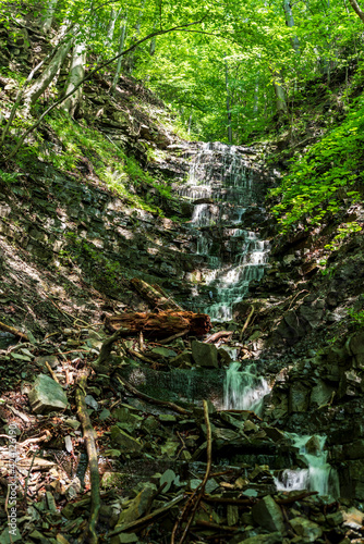 Vysuty vodopad waterfall in Moravskoslezske Beskydy mountains in Czech republic © honza28683