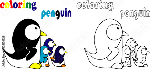 coloring penguin for children vector