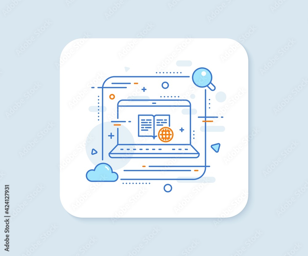 Internet book line icon. Abstract vector button. Web document sign. Office note symbol. Internet book line icon. Laptop concept badge. Vector Internet book line icon. Abstract vector button. Web document sign. Office note symbol. Internet book line icon. Laptop concept badge. Vector