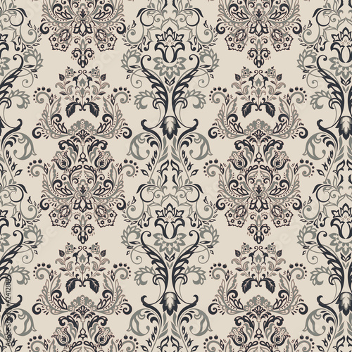 Vector Baroque floral pattern. classic floral ornament. vintage seamless texture for wallpapers, textile, fabric
