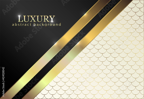 Abstract luxury design. Abstract background of label, banner, packaging. Dark and milky background color. Gold ornament and place for text.