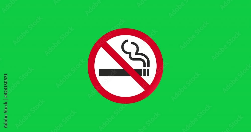 no smoking sign. No smoking warning sign. No smoking warning sign animation on Green screen background. no smoking sign. No smoking warning sign. No smoking warning sign animation on Green screen background.