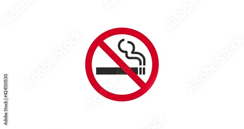 no smoking sign. No smoking sign animation on white background. No smoking warning sign. 