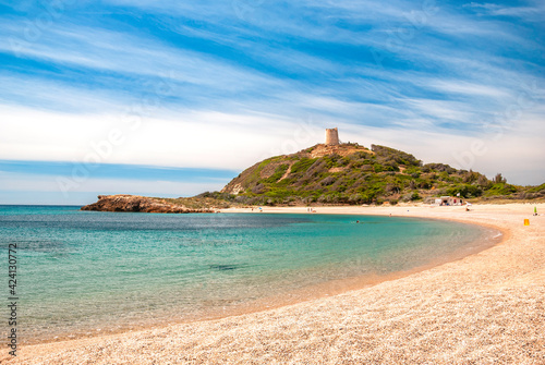 Sardegna, splendida spiaggia di Su Portu, Chia, a Domus de Maria, Italia