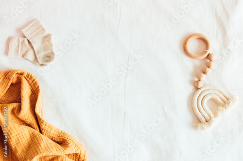 Baby wooden toy teether eco natural scandinavian nordic style