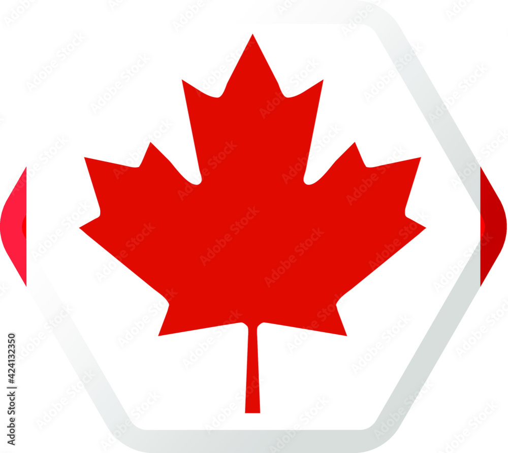 flag of Canada hexagonal icon with smoothed corners, shadows and lights flag of Canada hexagonal icon with smoothed corners, shadows and lights