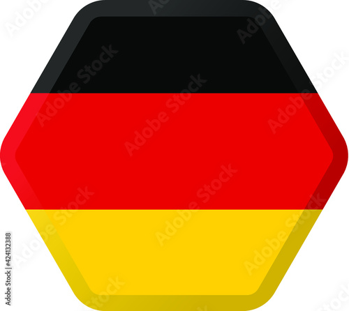 flag of Germany hexagonal icon with smoothed corners  shadows and lights