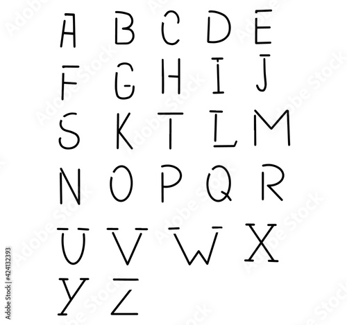 Vector hand-drawn alphabetic, trendy simple vector font
