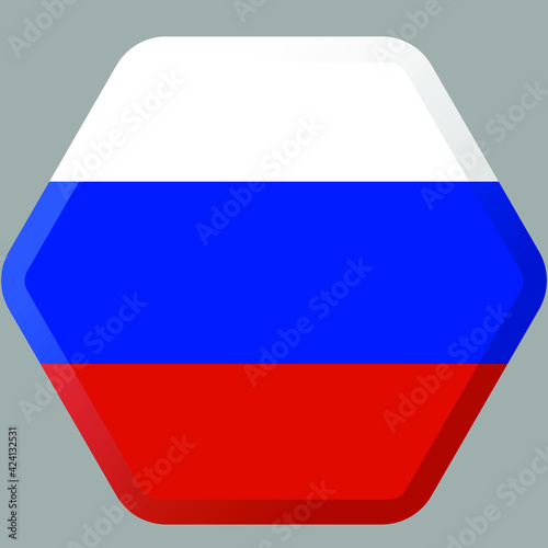 Free Download flag of Russia hexagonal icon with smoothed corners, shadows and lights - GFXLoad