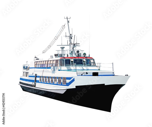 Canvas Print Passenger ferry boat isolated on white background