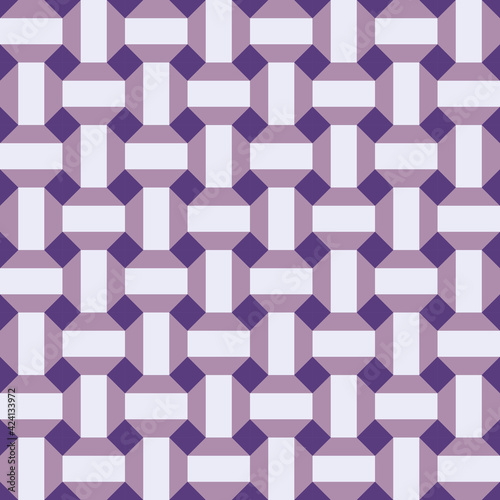 Classic vintage seamless pattern with abstract geometry 3d texture. violet lilac background. Can be used for greeting card design, Gift wrap, fabrics, wallpapers. Vector