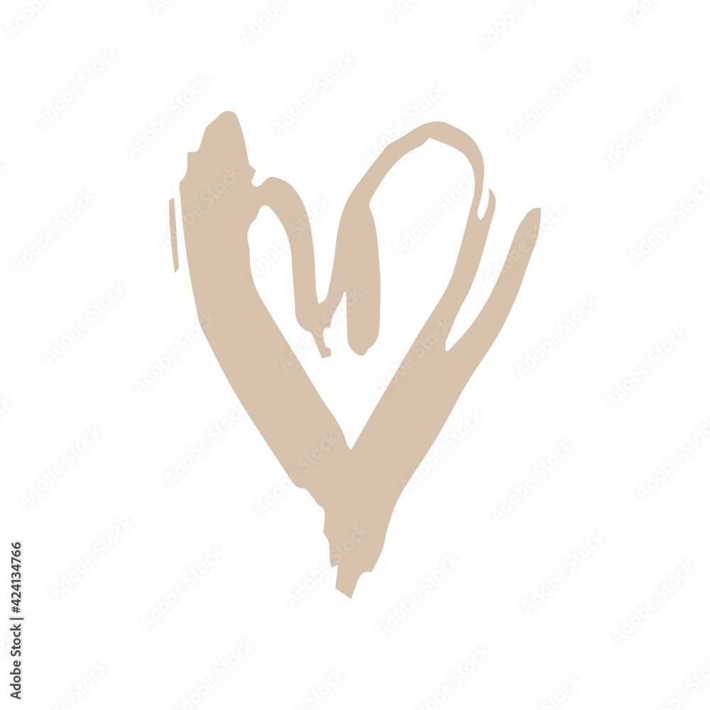 Valentine's Day Greetings Card design paint stain scandinavian style coral heart isolated on white background. simple art trend of the season. Abstract template frame for your text, copy space. Vector Valentine's Day Greetings Card design paint stain scandinavian style coral heart isolated on white background. simple art trend of the season. Abstract template frame for your text, copy space. Vector