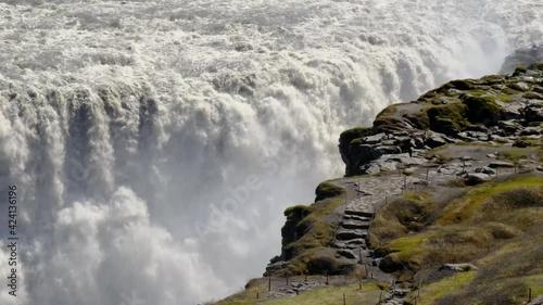 Aerial footage of the Dettifoss waterfall in Iceland, one of the most powerful in Europe