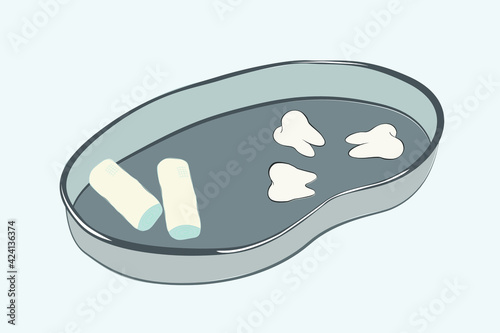 medical tray and teeth vector illustration