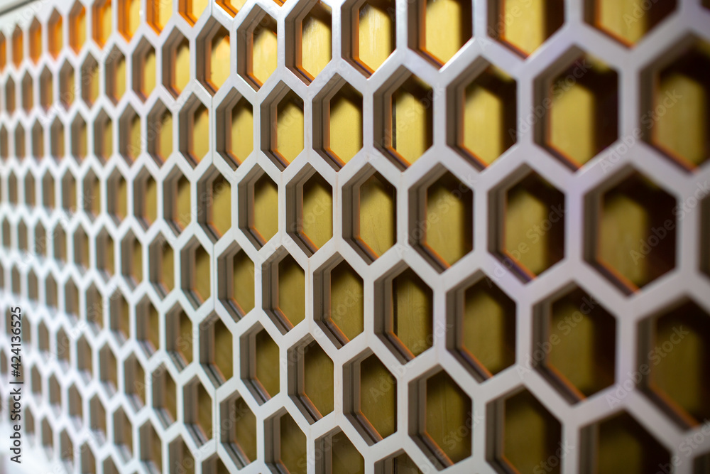 Background comb mosaic white and gold colors Background comb mosaic white and gold colors