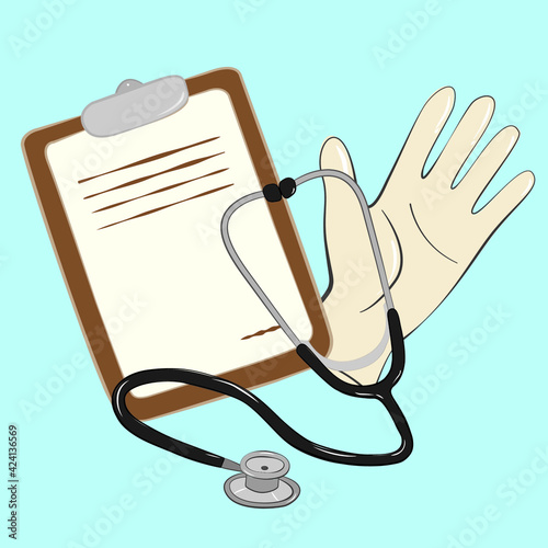 planchette glove and stethoscope pattern vector illustration