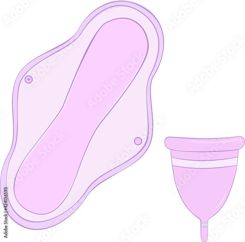 reusable gasket and cup in pastel colors vector illustration