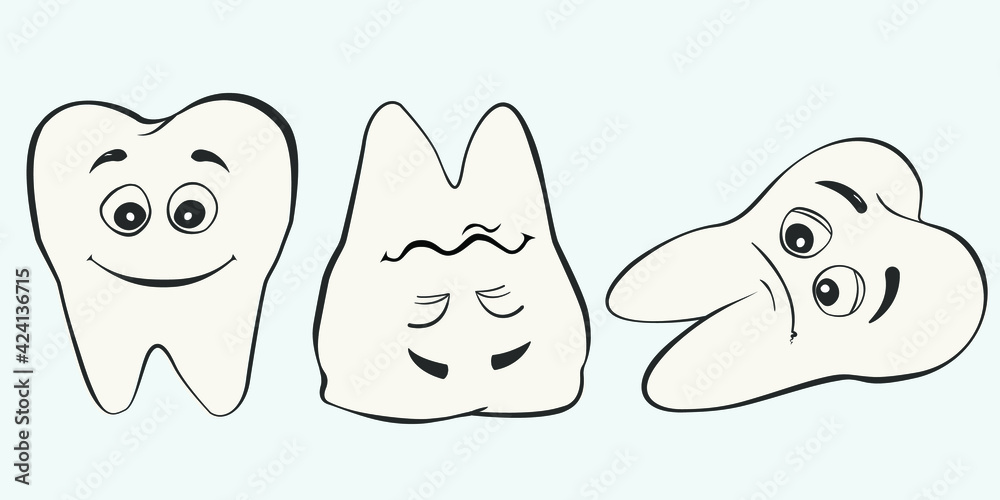 teeth with emotions vector illustration