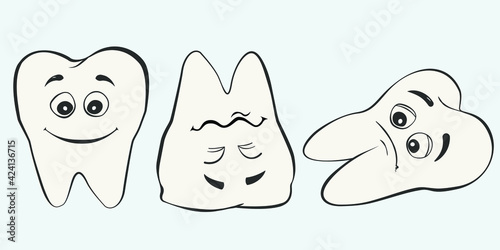 teeth with emotions vector illustration