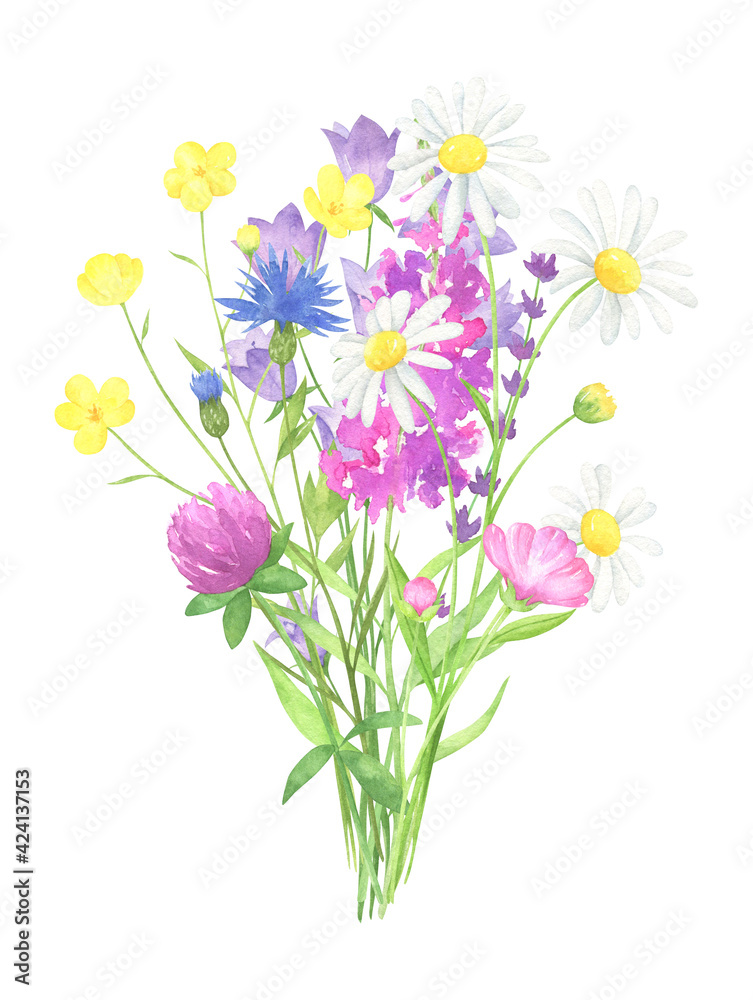 Watercolor Wildflowers Bouquet
