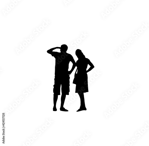silhouette of a man and woman isolated on white © Valenta