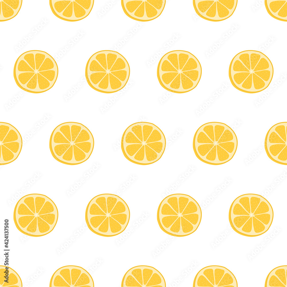 Hand drawn seamless pattern with lemon slice.