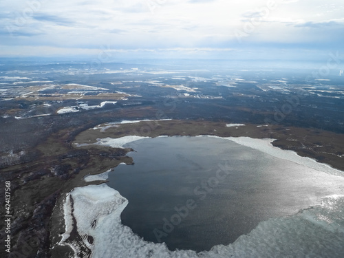 Wallpaper Mural Frozen lake starting to melt in early spring (Sapporo, Hokkaido, Japan) Torontodigital.ca