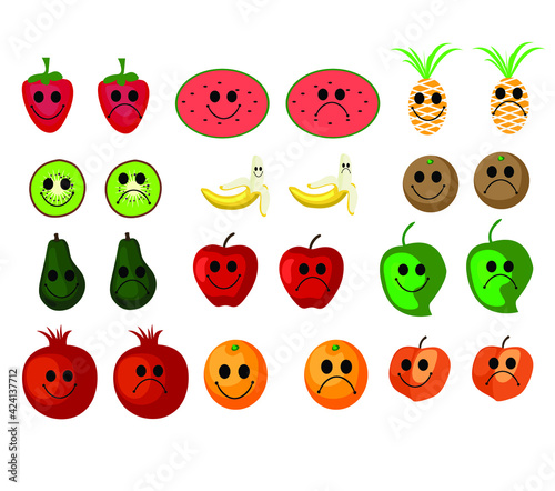 Fruits with Happy and Sad Face photo